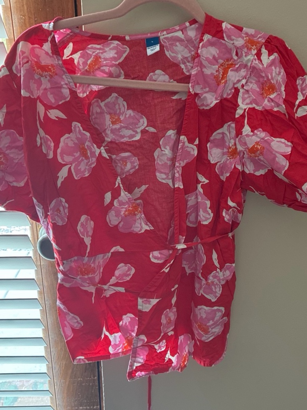 Old Navy  Floral Wrap Top - Pink Red